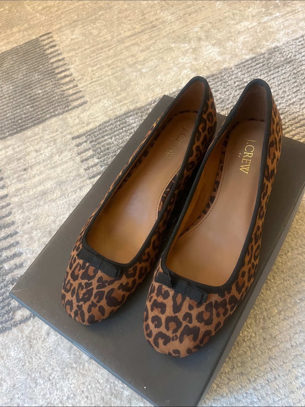 J. Crew Leopard-Print Ballet Flats in Brown and Black